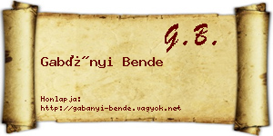 Gabányi Bende névjegykártya